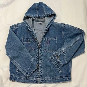 JONES OF NEW YORK HOODED JEAN JACKET  WOMENS MEDIUM